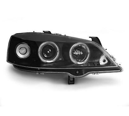 2x Phares avants noir avec Angel Eyes Opel Astra G (98-04)