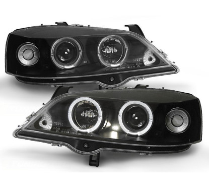 2x Phares avants noir avec Angel Eyes Opel Astra G (98-04)