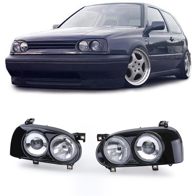 2x Phares noir Volkswagen Golf 3 (91-97)