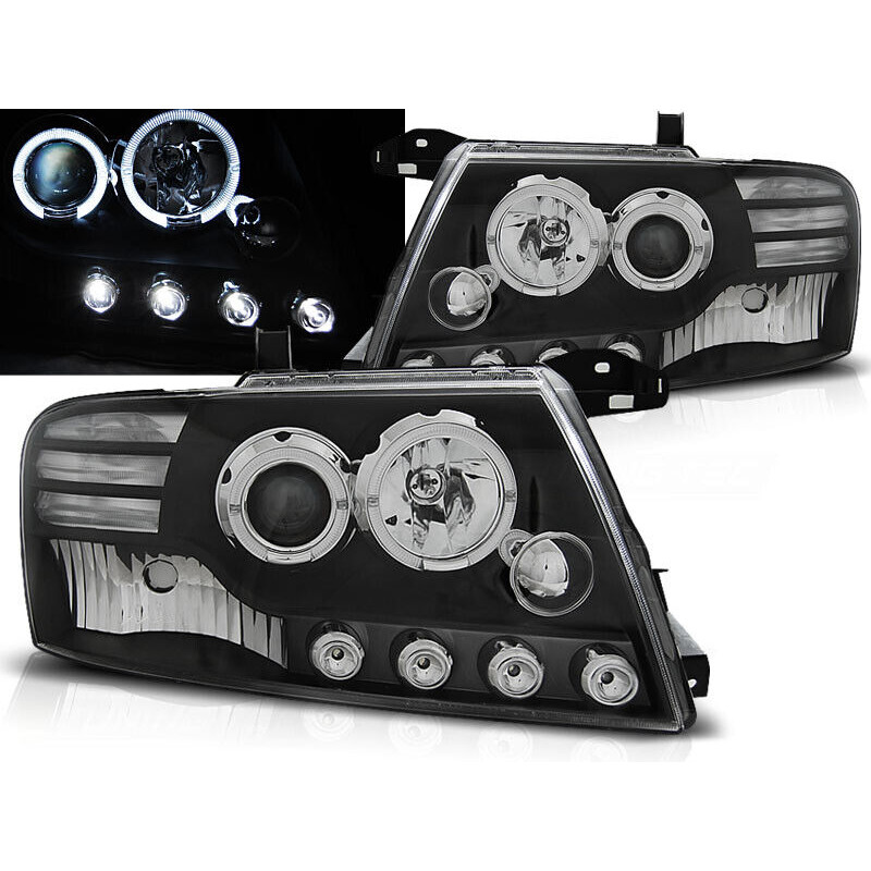 2x Phares avants noir Mitsubishi Pajero Angel eyes (00-06)
