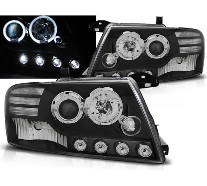 2x Phares avants noir Mitsubishi Pajero Angel eyes (00-06)