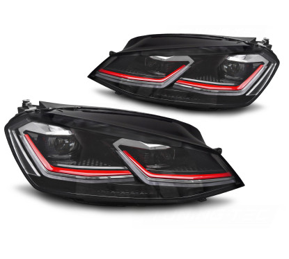 2x Phares LED Golf VII 7 look Facelift 7.5 bande Rouge GTI (12-17)