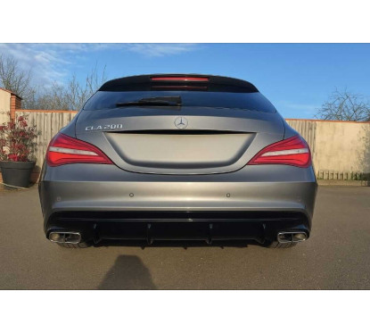 Diffuseur Noir brillant + Echappements Chrome Mercedes CLA W117 C117 Look CLA 45 AMG (16-19)