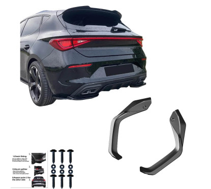 2x ailettes / Rajout de pare-choc arrière noir brillant Cupra / Seat Leon (20+)