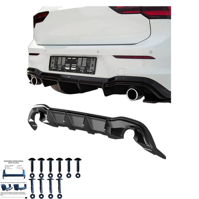 Diffuseur arrière Vw Golf 8 GTI, GTD, GTE, R-LINE (20-24) Look R
