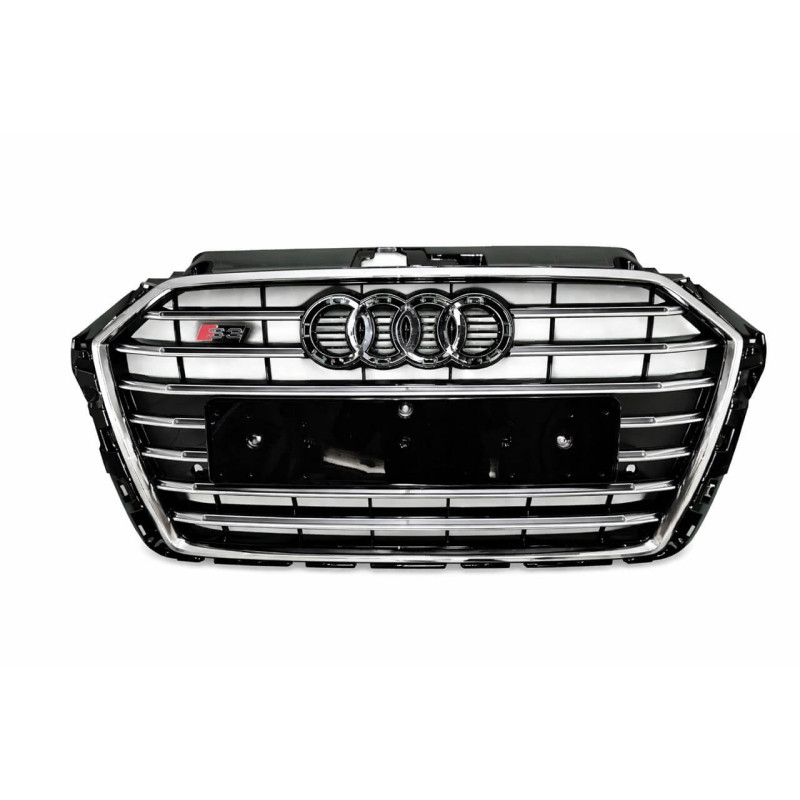 Calandre Audi A3 8V Look S3 noir et chrome (16-19)