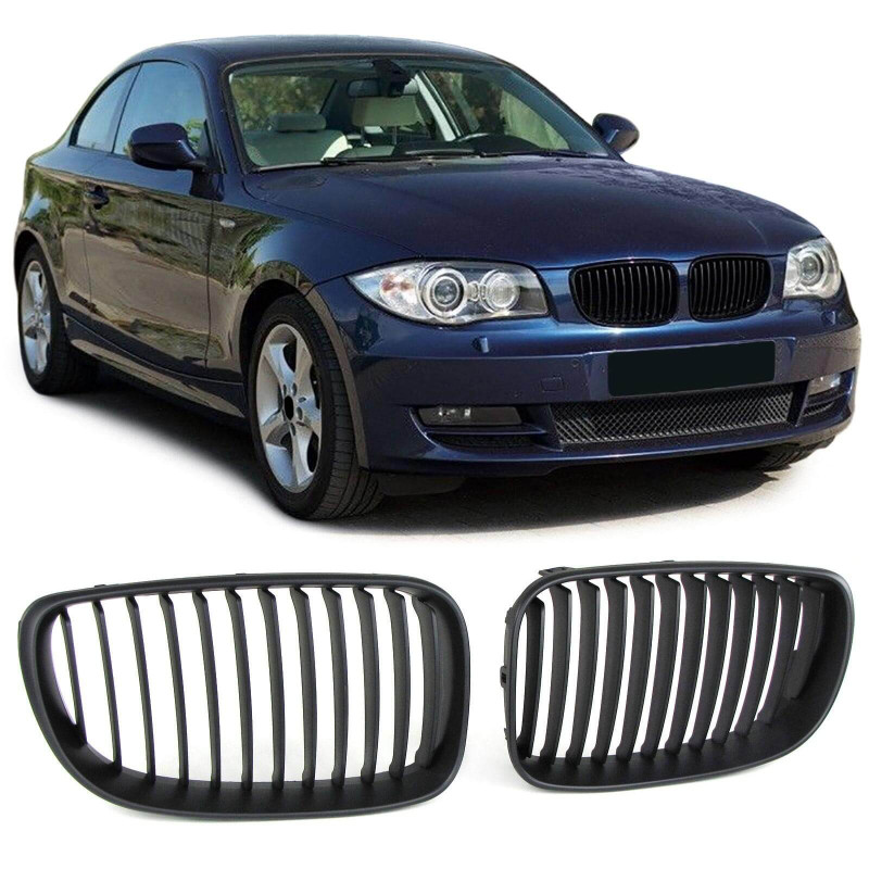 2x Grilles de Calandre BMW Série 1 E81 E82 E87 E88 M1 (07-12) Noir Mat