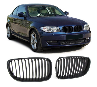 2x Grilles de Calandre BMW Série 1 E81 E82 E87 E88 M1 (07-12) Noir Mat