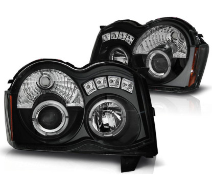 2x Phares avant Angel Eyes noir Jeep Grand Cherokee (08-10)