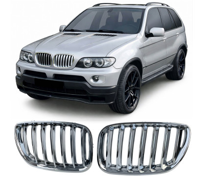 2x Grilles de Calandre BMW E53 X5 Ph 1 Chrome 99-03