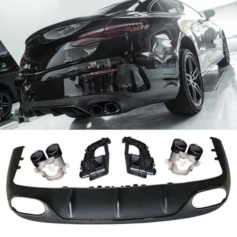 Diffuseur arrière + échappements arrondis Mercedes Classe E C238 A238 coupé / cabrio AMG (17-22) Look E53 AMG Diffuseur arrière + échappements arrondis Mercedes Classe E C238 A238 coupé / cabrio AMG (17-22) Look E53 AMG
