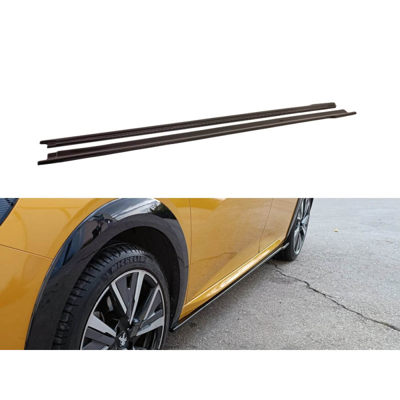 2x Extensions Bas de caisses Noir brillant Peugeot 208 (19+)
