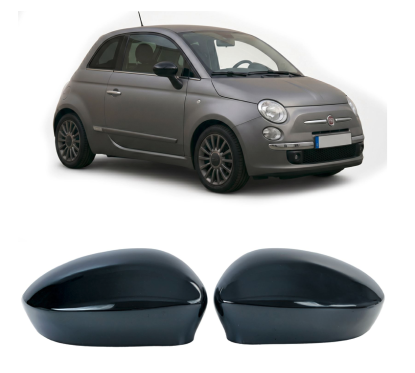 2x Coques rétroviseurs Fiat 500 Noir Brillant (07-20)