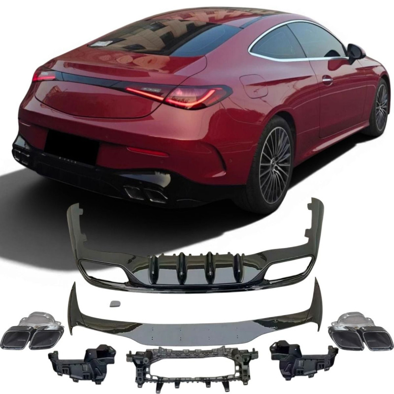 Diffuseur arrière et embouts d'échappement noir brillant Mercedes CLA C118 (19-25) Look 63 AMG Diffuseur arrière et embouts d'échappement noir brillant Mercedes CLA C118 (19-25) Look 63 AMG