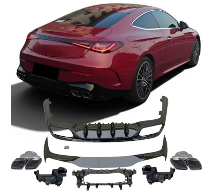 Diffuseur arrière et embouts d'échappement noir brillant Mercedes CLA C118 (19-25) Look 63 AMG