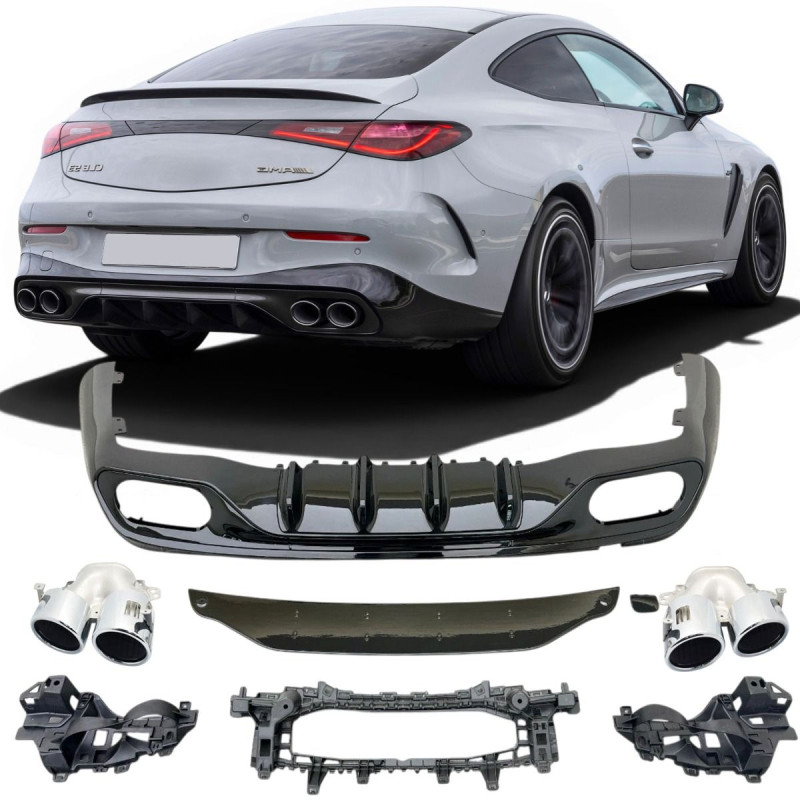 Diffuseur arrière et embouts d'échappement Chrome Mercedes CLE C236 (23-26) Look 53 AMG Diffuseur arrière et embouts d'échappement Chrome Mercedes CLE C236 (23-26) Look 53 AMG