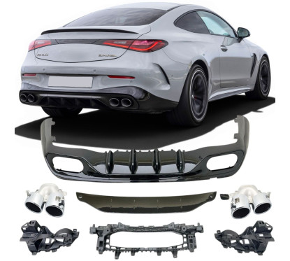 Diffuseur arrière et embouts d'échappement Chrome Mercedes CLE C236 (23-26) Look 53 AMG