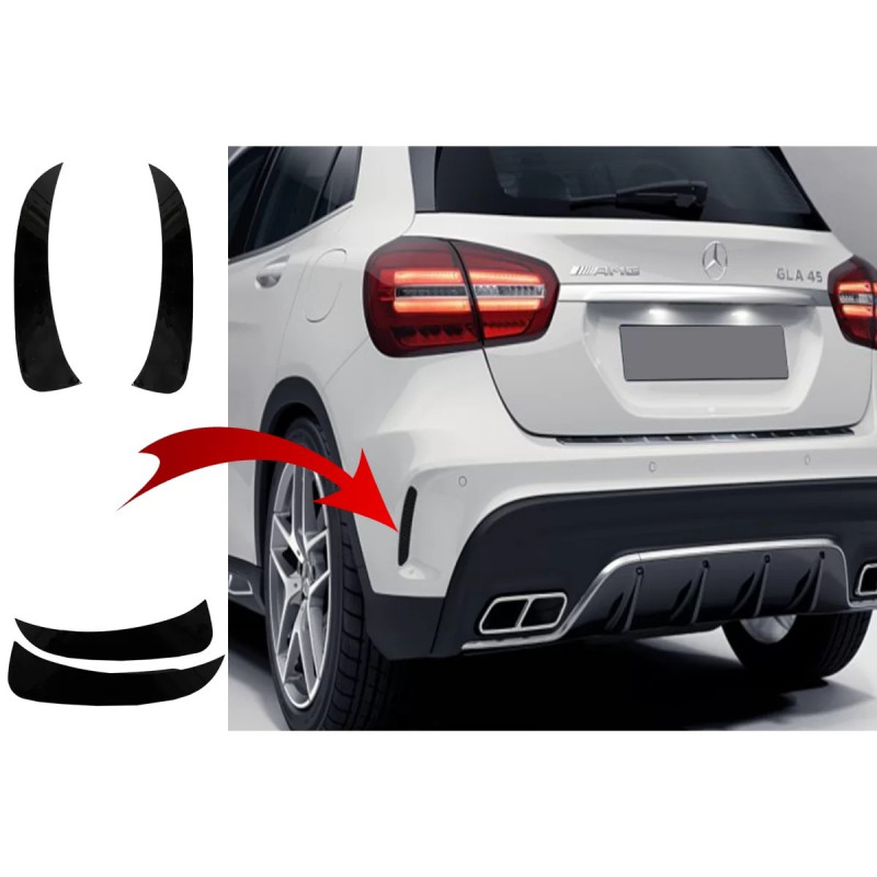 2x rajouts pare chocs arrière Noir brillant Mercedes GLA X156 (14+)