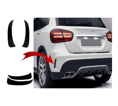 2x rajouts pare chocs arrière Noir brillant Mercedes GLA X156 (14+)