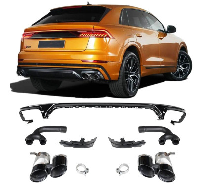 Diffuseur arrière et embouts d'échappement noir Audi Q8 Look SQ8 (18-23)