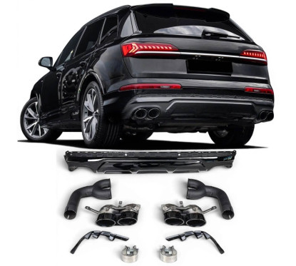 Diffuseur arrière et embouts d'échappement noir Audi Q7 S-Line et SQ7 (20-23) Look SQ7