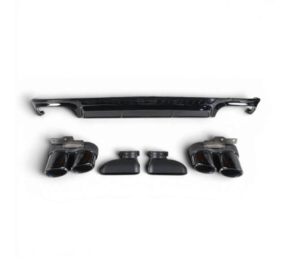 Diffuseur arrière et embouts d'échappement noir Audi A6 C8 Look S6 (19-24)
