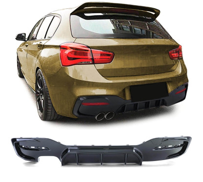 Diffuseur arrière noir brillant Look M Performance BMW Série 1 F20 F21 (15-19) double gauche