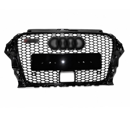 Calandre adaptable sur Audi A3 8V Nid D'abeille RS3 Noir Brillant (12-16) avec ACC