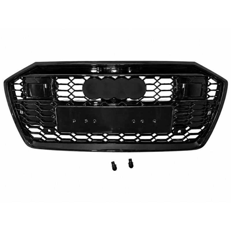 Calandre adaptable sur Noir brillant Audi A6 C8 Look RS6 (19-24) avec ACC Calandre adaptable sur Noir brillant Audi A6 C8 Look RS6 (19-24) avec ACC