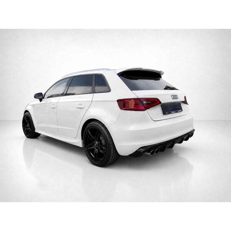 Diffuseur arrière noir pour Audi A3 8V Sportback (sans Pack S-Line) 13-16 2 sorties gauche