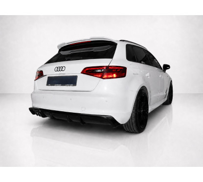 Diffuseur arrière noir pour Audi A3 8V Sportback (sans Pack S-Line) 13-16 2 sorties gauche