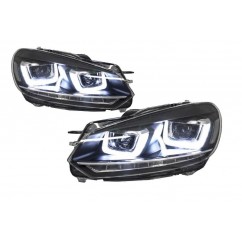 2x Phares LED adaptable sur Golf VI 6 look Golf 7 LED U Clignotants dynamiques (08-12)
