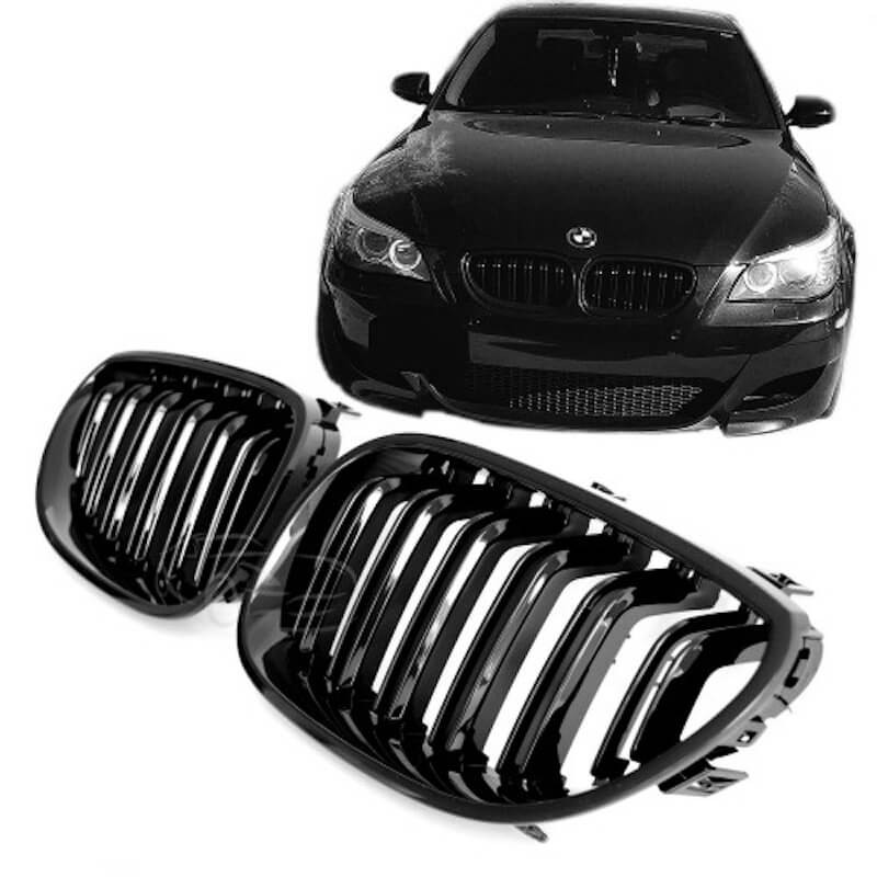 2x Grilles de Calandre BMW Série 5 E60 / E61 M Performance Noir Brillant (03-10)