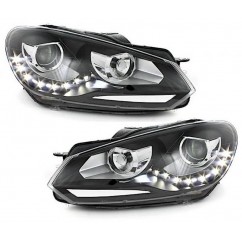 2x Phares LED adaptables sur Golf 6 VI look Xenon GTD GTI (08-12)