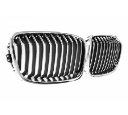 2x Grilles de Calandre BMW Serie 1 F20 F21 Chrome (11-15)