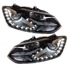 2x Phares LED adaptables sur Polo 6R 6C GTI Look xenon (09-17)