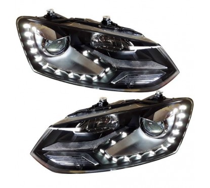 2x Phares LED adaptables sur Polo 6R 6C GTI Look xenon (09-17)