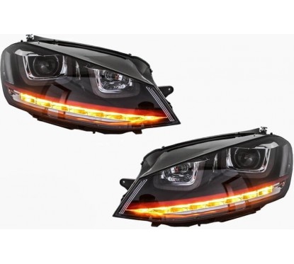 2x Phares LED adaptables sur Golf VII 7 GTI Red look (12-17)