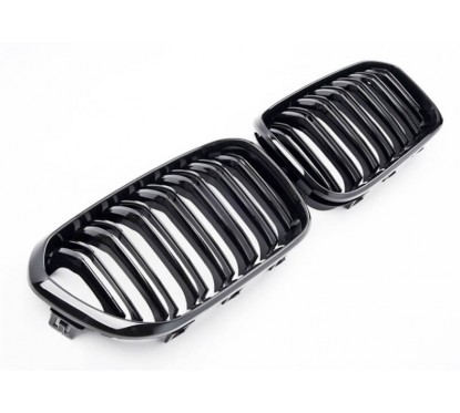 2x Grilles de Calandre M Performance BMW Série 1 F20 F21 Noir Brillant (15-19)