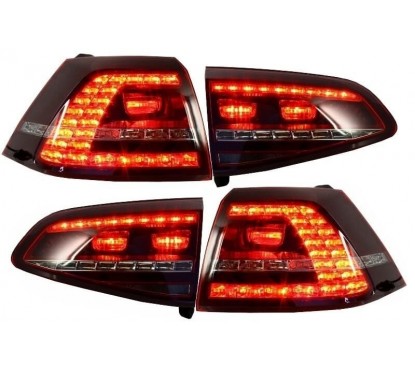 2x Feux arrieres LED Look GTI R-Design adaptable sur Golf VII 7 sans clignotants dynamiques (13-17)