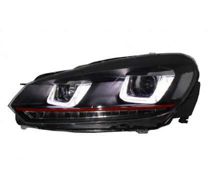Pack Feux + Phares fumes adaptable sur Vw Golf VI 6 FULL LED Look Golf 7 (08-13)