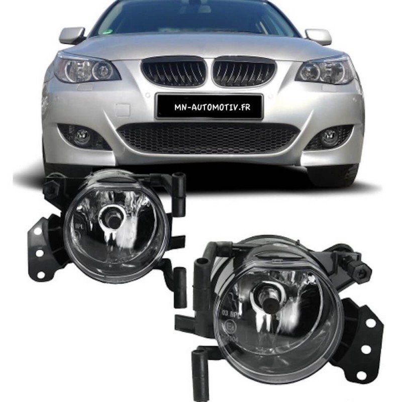 2x anti brouillards BMW Série 3 E46, E90, E91 et série 5 E60, E61 (00-10)