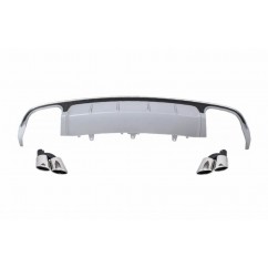 Diffuseur pare-chocs arrière avec embouts de silencieux d'échappement AUDI A6 4G Facelift (15-18) S6 Design