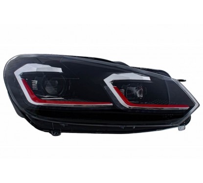 2x Phares à LED adaptables sur VW Golf 6 VI Look Golf 7.5 Facelift avec clignotants dynamiques (08-13)
