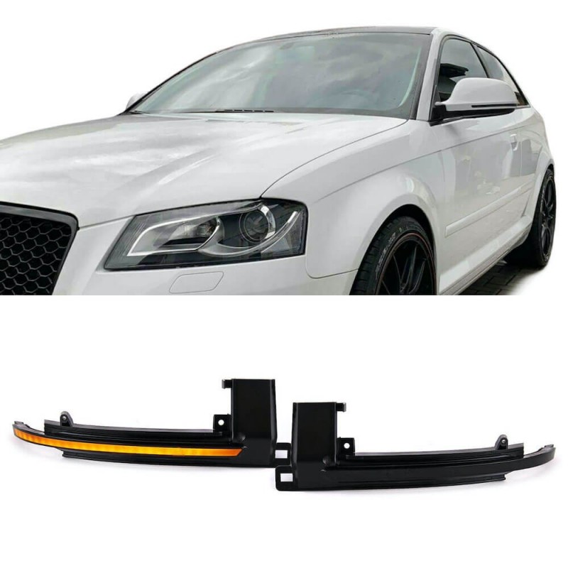 2x Clignotants de rétroviseurs noirs fumés à LED dynamiques Audi A3 8P A4 B8 A5 B8 Q3