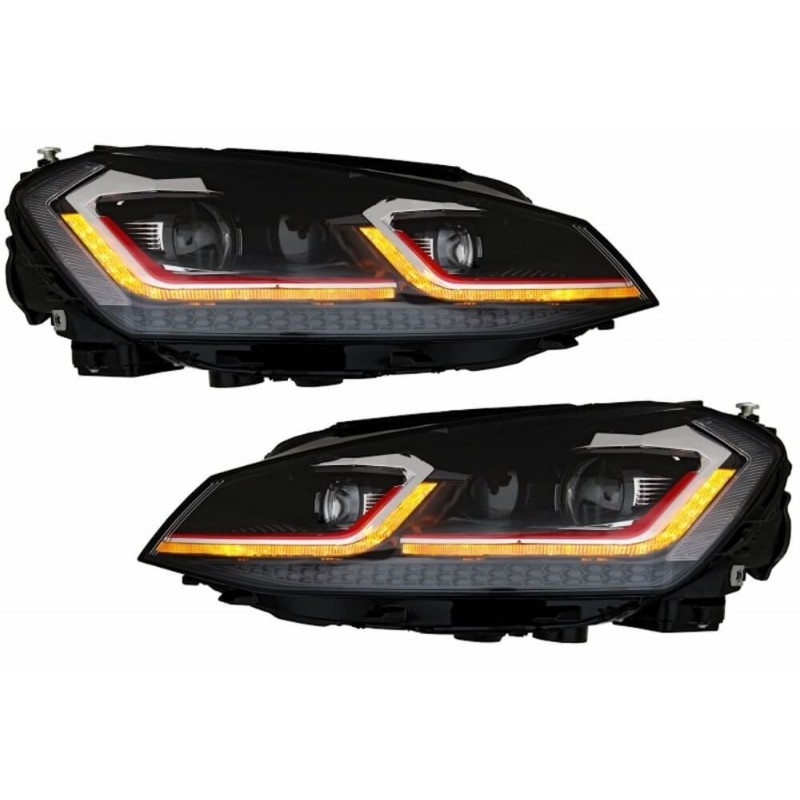 2x Phares LED Golf VII 7 look Facelift 7.5 bande Rouge GTI (12-17)