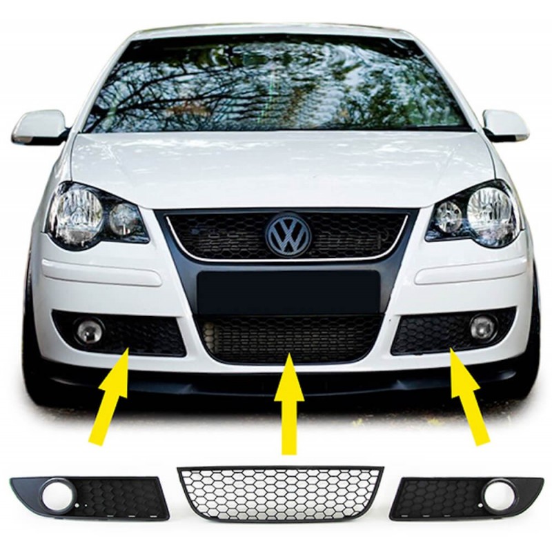 3x grilles adaptables sur Volkswagen Polo 9N3 (05-09)