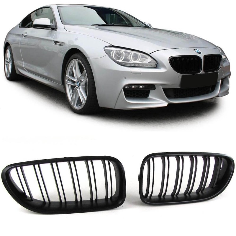 2x Grilles de calandre noire mat M Performance BMW Série 6 F06 F12 F13 (+11)