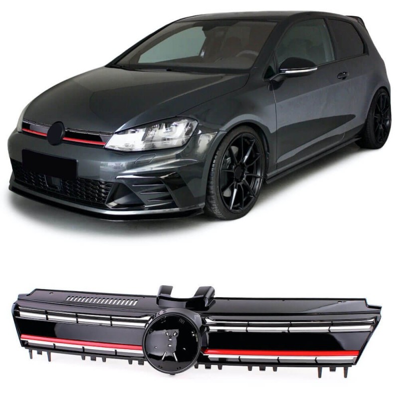 Calandre rouge et noire adaptable sur Vw Golf VII 7 (12-17)