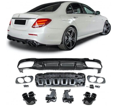 Diffuseur noir laqué + embouts d'échappement Mercedes classe E W213 (+16)